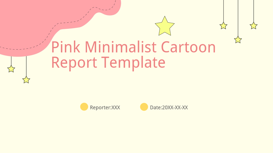 Pink Minimalist Cartoon Report Template