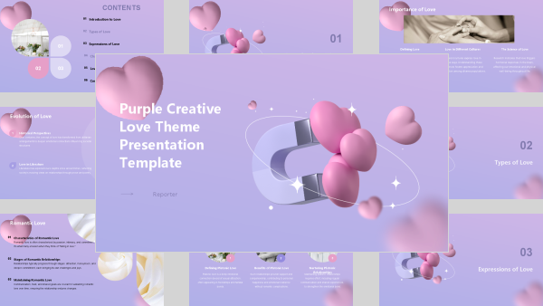 Purple Creative Love Theme Presentation Template