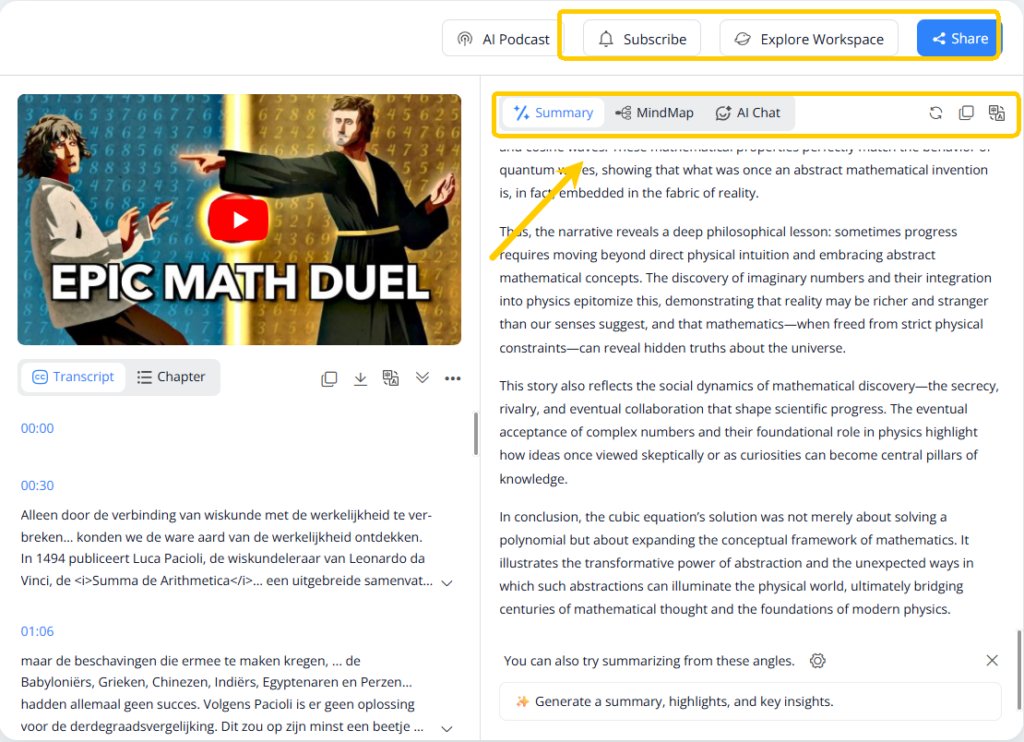 Export, Summarize, and Reuse the Transcript