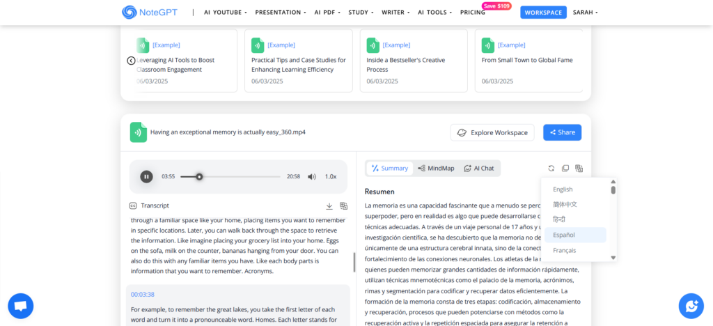 NoteGPT Video to Text