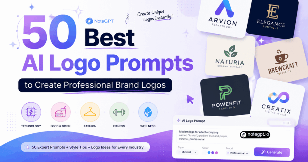 50 Best AI Logo Prompts to Create Professional Brand Logos