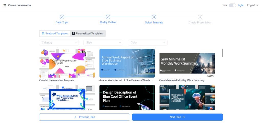 Step 4: Select and Apply Slide Templates