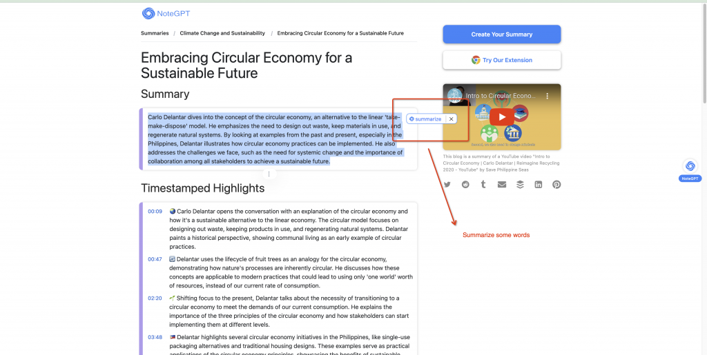 Summarize Some Words - NoteGPT