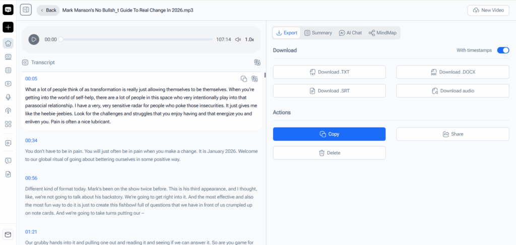 Video Transcriber AI audio to text transcription from video
