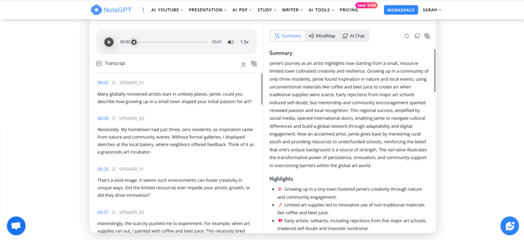 NoteGPT Speech to Text Speaker Recognition