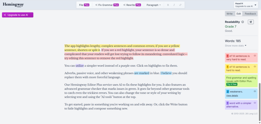 Hemingway Editor – Best for Simplicity & Readability
