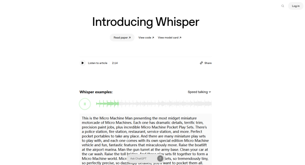 Whisper by OpenAI – Best for Offline, Open-Source Audio Translation