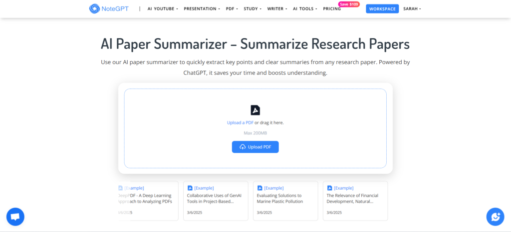 NoteGPT AI Paper Summarizer
