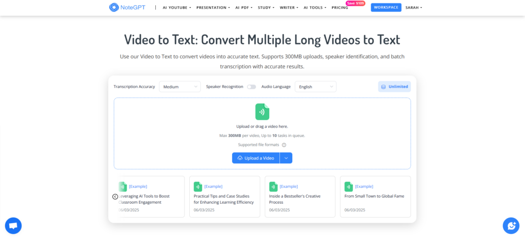 NoteGPT – Best for Power Users Who Need Actionable Video Notes at Scale