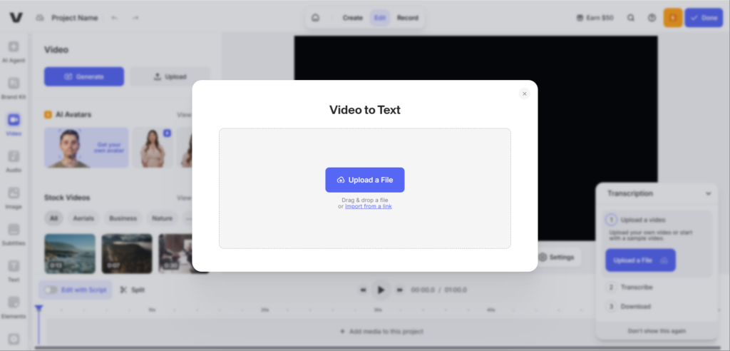 VEED.io – Video Transcription Combined with Subtitle Editing