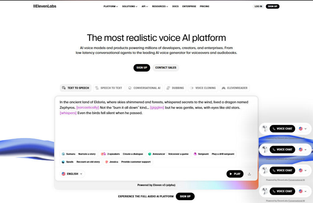 ElevenLabs – Ultra-Realistic Speech with Emotional Range