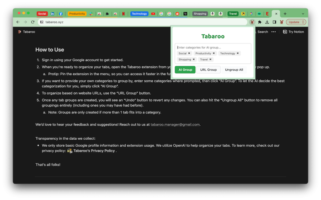 Tabaroo: AI Tab Manager - NoteGPT