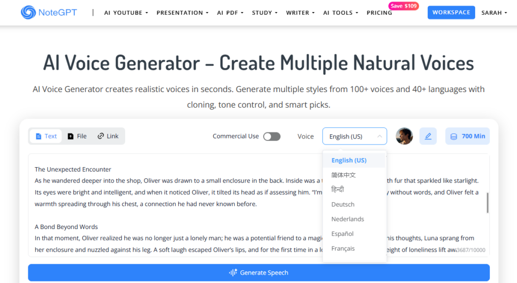 NoteGPT – All-in-One AI Voice Generator and Content Assistant