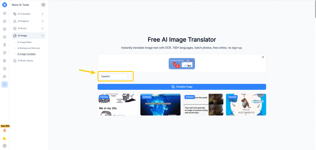 Step 2: Select Target Language