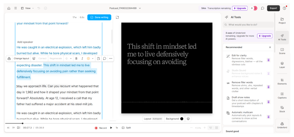 Descript — For Podcast Video Power Users