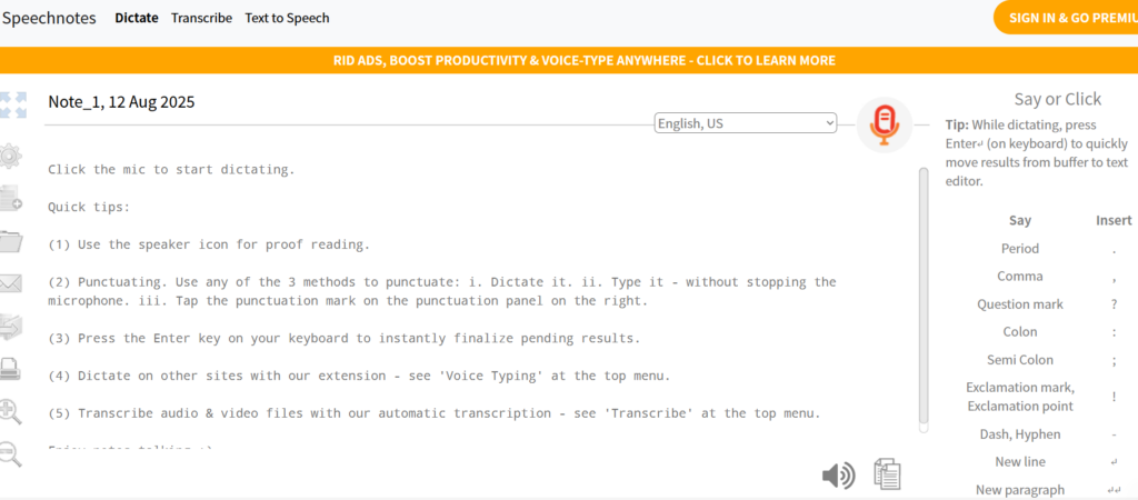 Speechnotes – Lightweight Voice to Text Helper​
