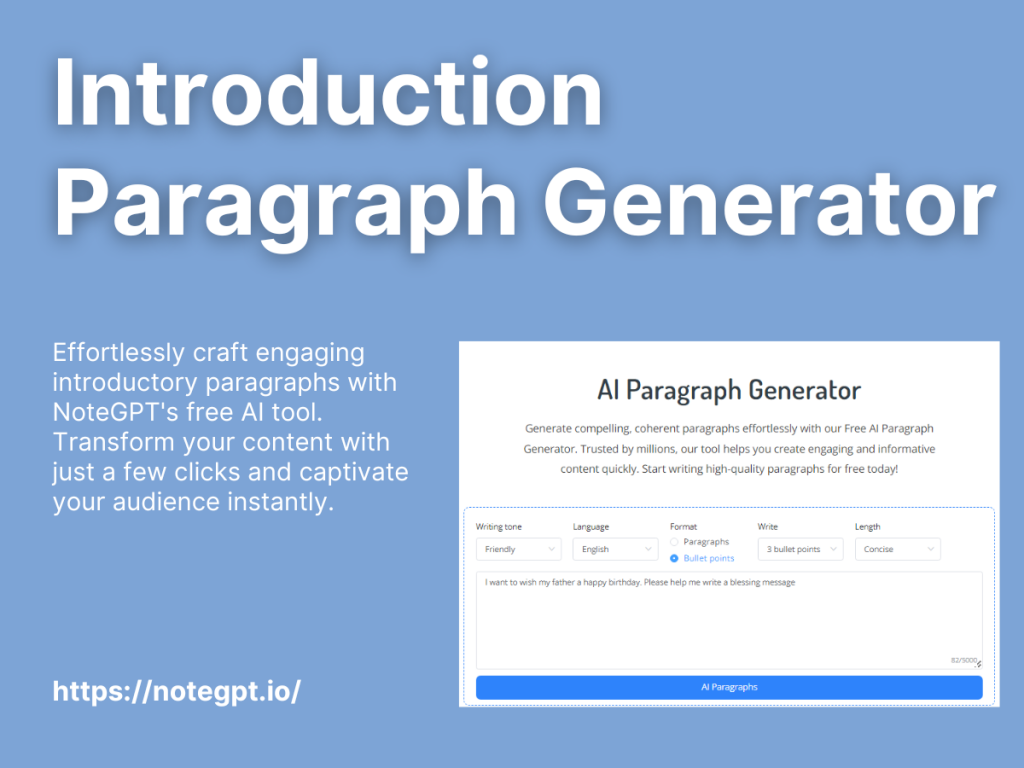 Introduction Paragraph Generator:Boost Your Writing with AI Tool