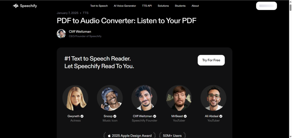 Speechify – Premium Voices Even in Free Tier