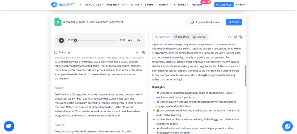 NoteGPT – Best AI Note Taking Assistant with Summaries and Speaker Detection