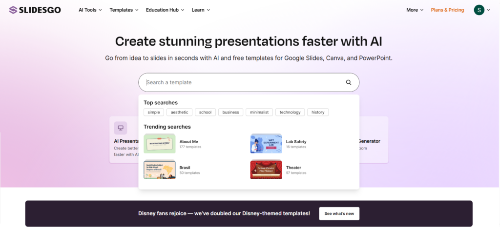 Slidesgo AI PDF to PPT Converter – Best for Design-Focused Presentations