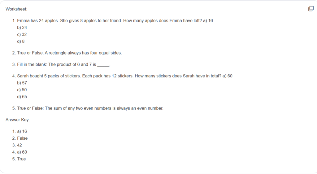 What Types of 3rd Grade Math Worksheets Can You Generate