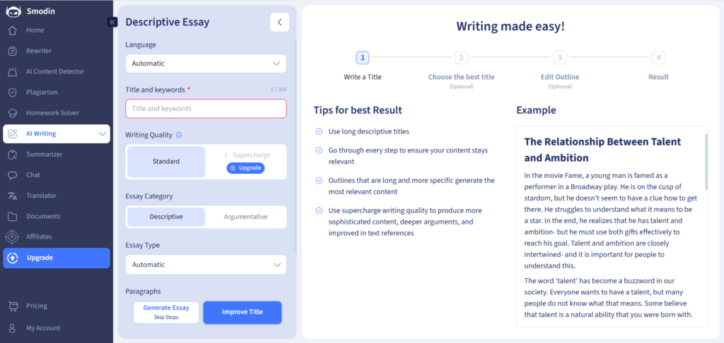Smodin – Basic Essay Generator for Students