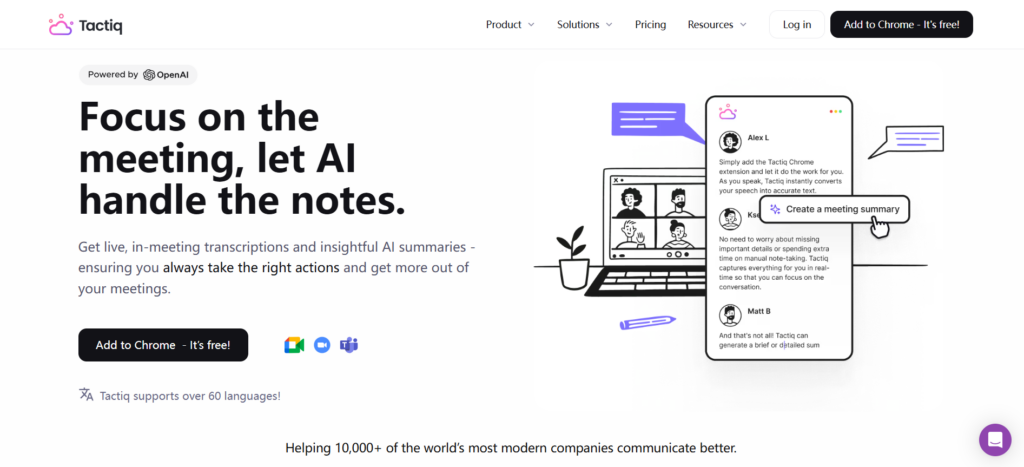 Tactiq – Chrome-Based Audio to Text Converter for Google Meet