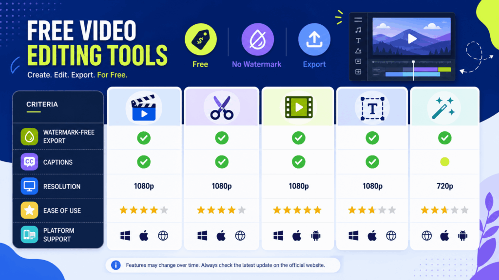 free-video-editing- tools-comparison