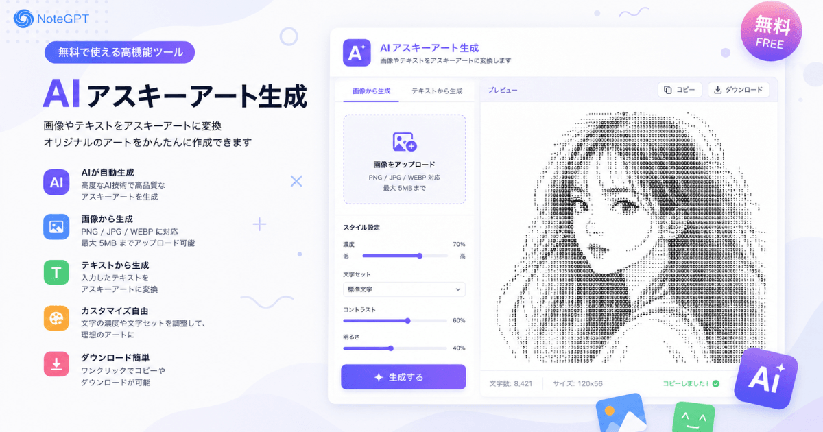 AIアスキーアート生成 - 無料オンライン画像変換