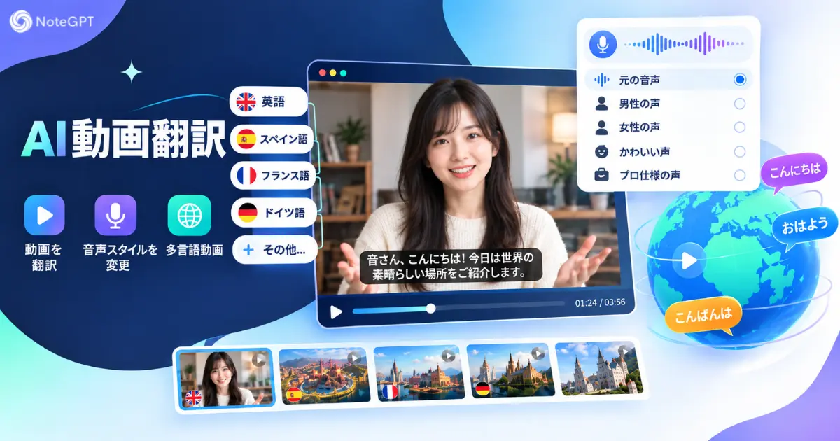 NoteGPTで動画を翻訳し、多言語ナレーションを作成